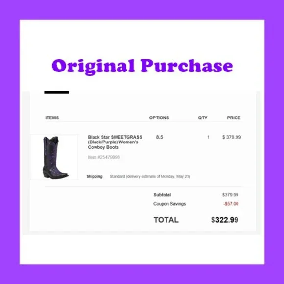 Black Star SWEETGRASS Women's Cowboy Boots in Black w Purple - Size 8.5 - Picture 13 of 13